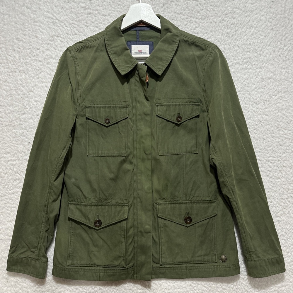 Vineyard Vines Women's Army Green Waxed‎ Military/Utility Barn Jacket Small